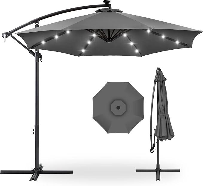 Best Choice Products 10ft Solar LED Offset Cantilever Hanging Market Patio by Unknown