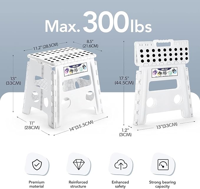 Delxo Folding Step Stool 13 Inch, 300 Lbs Step Stool - Image 2