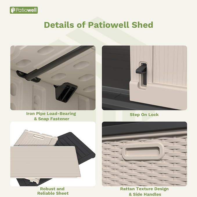 Patiowell 26 cu.ft Resin Outdoor Storage Cabinet, Waterproof, - Image 5