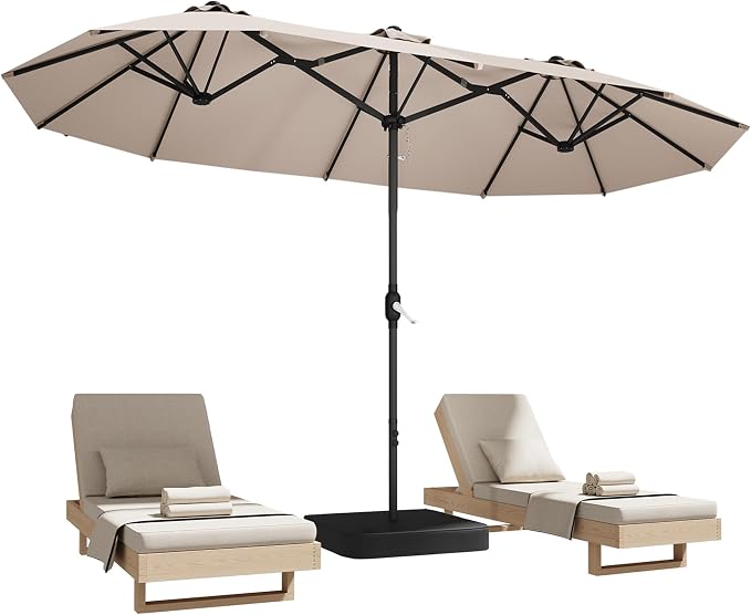 15ft Patio Umbrella with Base, Large Outdoor Double-Sided Rectangle Umbrella | by DomeShade