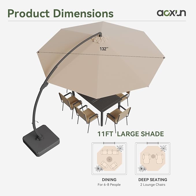 Aoxun 11 FT Cantilever Umbrella - Image 3