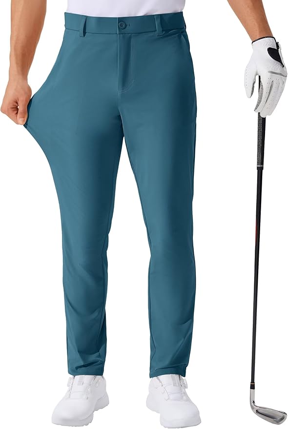 QPNGRP Men's Golf Pants 30"/32"/34" Inseam Lightweight Stretch Work Dress Pants