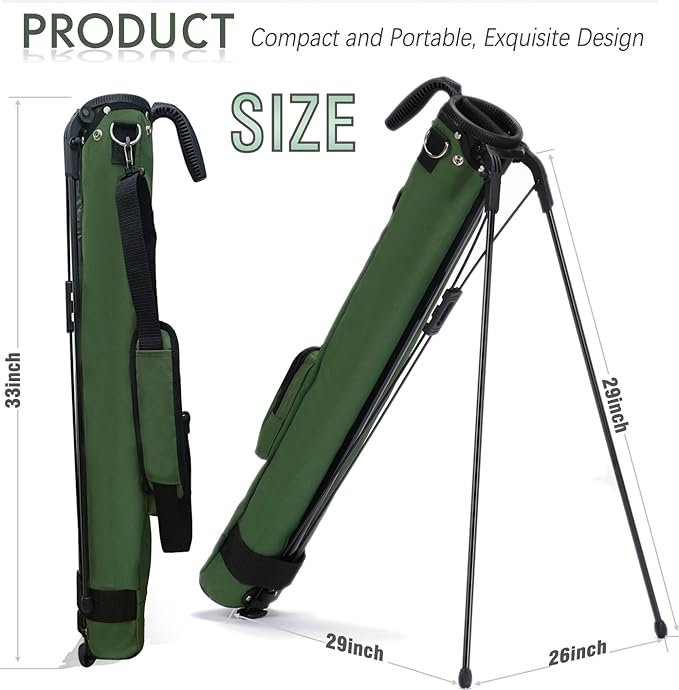 Lightweight Golf Stand Bag, Portable Golf Carry Bag with Stand, 2-Way Divider Practice Bag with Padded Strap, Compact Pencil Golf Bag for Driving Range, Par 3 & Short Rounds