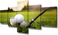 Golf Field Wall Art Green Grass Paintings Giclee Multi Panels Canvas Pictures for Living Room HD Prints Man Cave Signs and Decor Sunset Artwork Framed Stretched Ready to Hang Gift(50''W x 24''H)