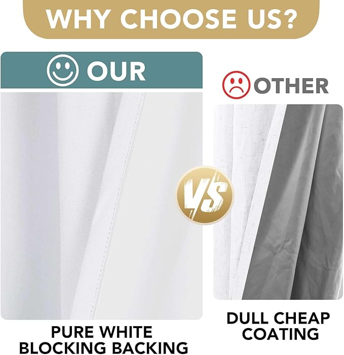H.VERSAILTEX White Curtains 96 inches Long, 100% Blackout Curtains - Image 3