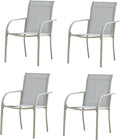 Stackable Patio Chairs Set of 4, Outdoor Dining Chairs by Puntogen
