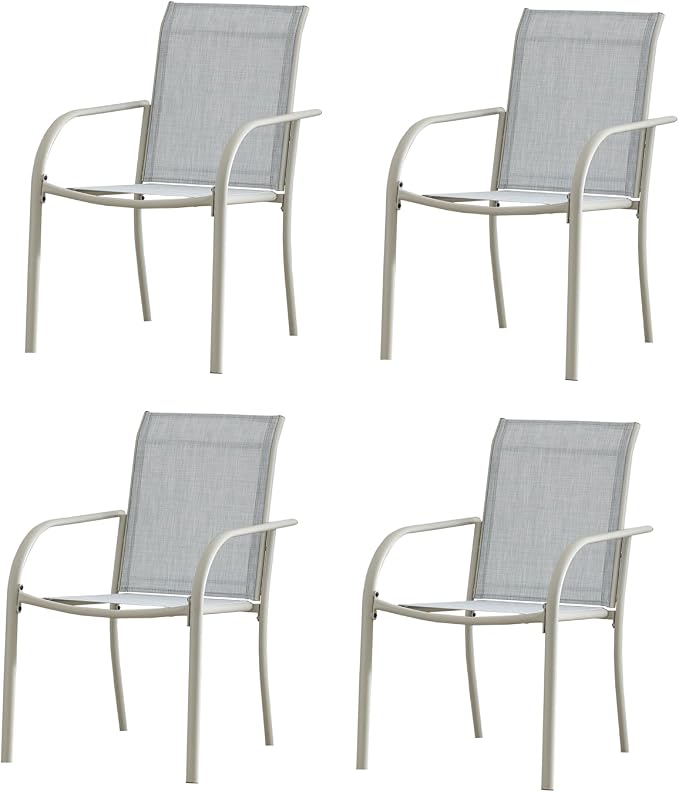 Stackable Patio Chairs Set of 4, Outdoor Dining Chairs by Puntogen