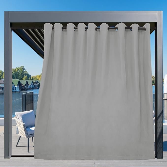 Easy-Going Outdoor Curtains for Patio 1 Panel, 150x96 inch, Light Grey | - Image 3