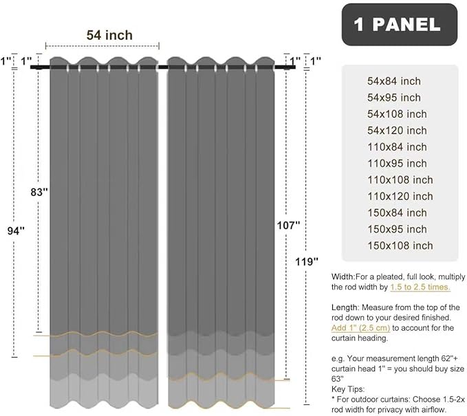 BONZER Outdoor Curtains for Patio Waterproof Thick Extra Wide | Privacy Grommet - Image 9