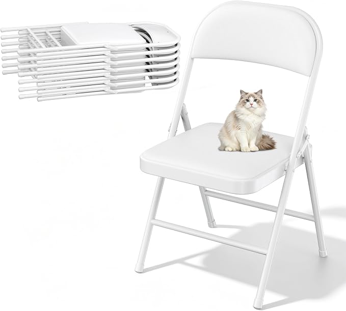 8 Pack Padded Folding Chairs, Portable Metal Foldable Chairs by HomePage