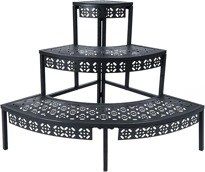 aboxoo 3-Tier Metal Plant Stand, Stair-Step Corner Shelf by aboxoo