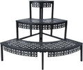 3-Tier Metal Plant Stand, Corner Plant Stands Outdoor Indoor | Semi-circular by Garden4you