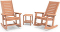 GREENVINES Outdoor Rocking Chairs Set, 2 Rockers w/ 1 Side Table, Teak | by GreenVines