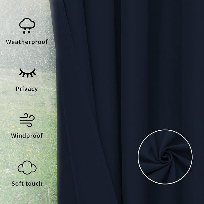 Easy-Going Outdoor Curtains for Patio 1 Panel, 54x96 inch, Weatherproof Privacy - Image 6