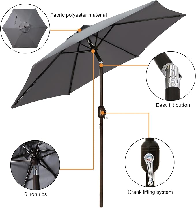 7.5 ft Patio Umbrella, Yard Umbrella, Outdoor Market Umbrella - Image 2
