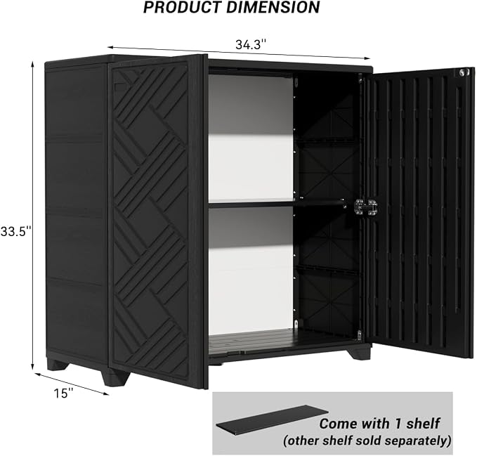 Outdoor Storage Cabinet Waterproof, 60 Gallon Resin Outdoor Storage Shed - Image 3