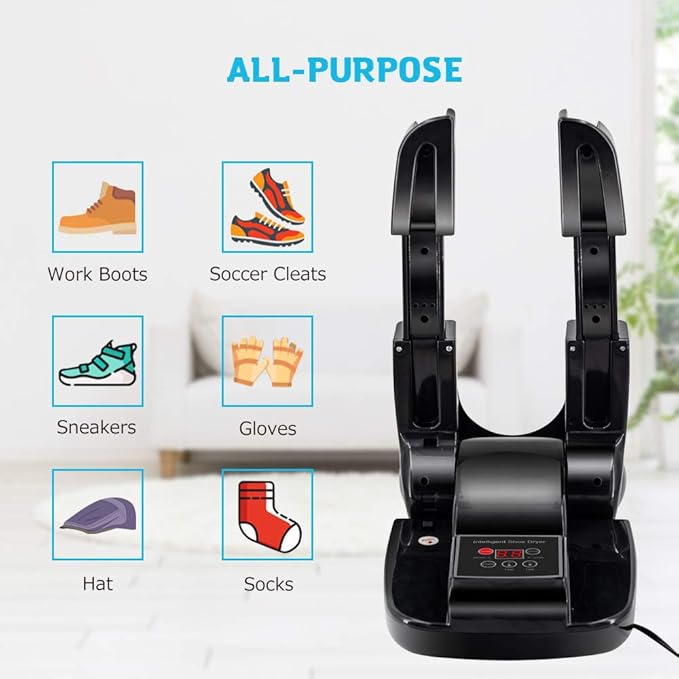 DR.PREPARE Boot Dryer Shoe Dryer Ozone, Glove Dryer & Boot Warmer with Heat Blower, Adjustable Rack and Timer, Folding Design & Quick Drying for Shoes, Gloves, Hats, Socks, Ski Boots (Ozone)