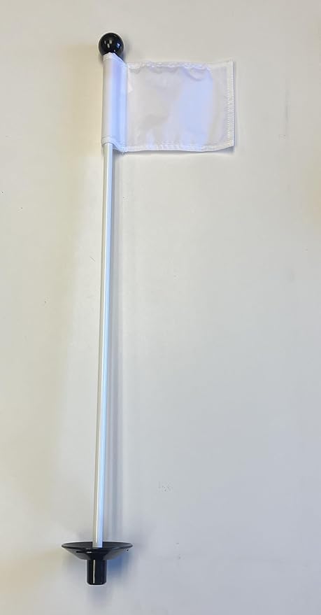 Golf - Putting Green - (1) 30" Practice Green Pin Marker w/Easy Grab Knob and Ball Lifter Disk + (1) Solid White Colored Jr Flag Included