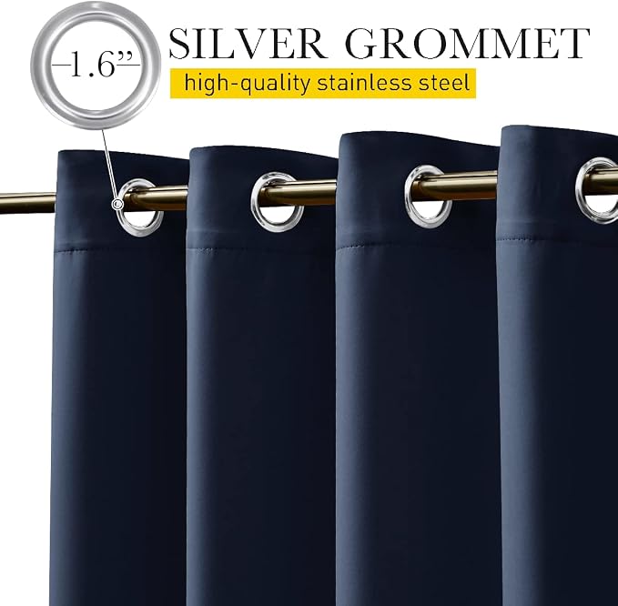 NICETOWN 2 Panels Outdoor Curtains Waterproof Fixed Bottom W52xL95 Navy | - Image 9
