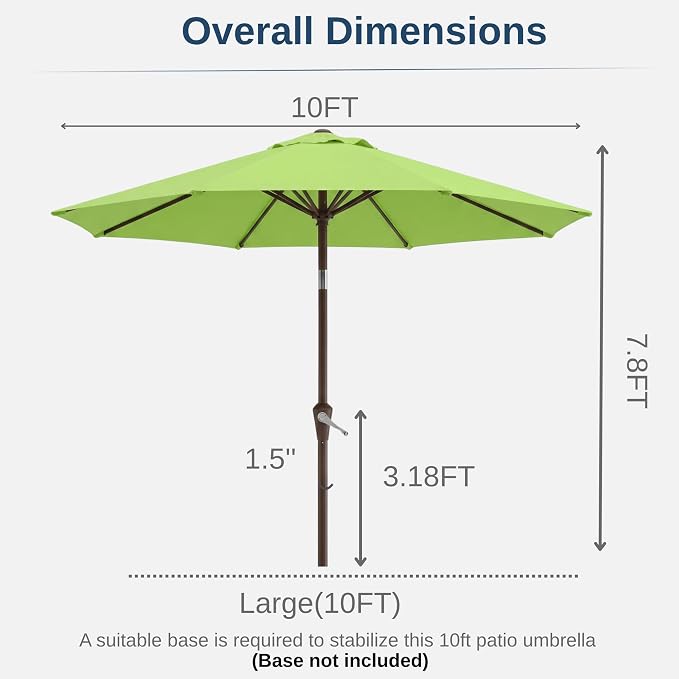 10FT Patio Umbrella, Outdoor Umbrella - Image 6