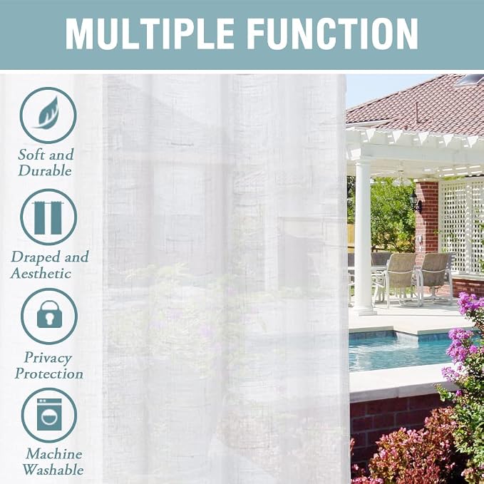 H.VERSAILTEX Outdoor Linen Sheer Curtains - Image 6