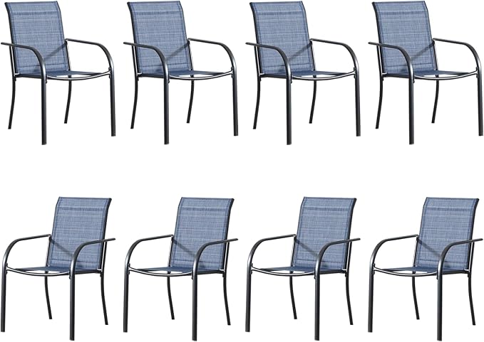 Outdoor Dining Chairs Set of 8, Stackable Patio Chairs by Seekverse
