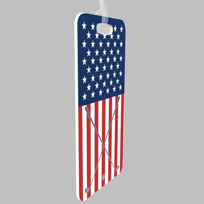 ChalkTalkSPORTS Golf Luggage & Bag Tag | USA Golfer | Standard Lines on Back | Small