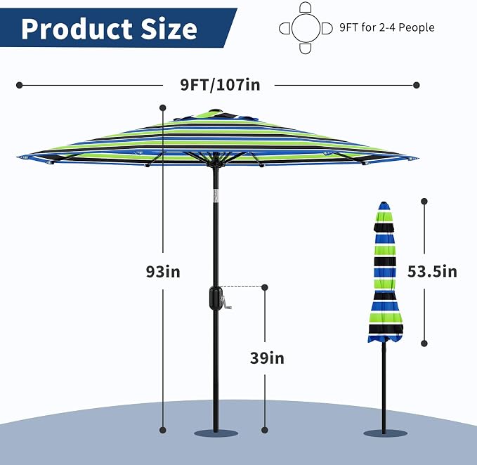 9FT Patio Umbrella Outdoor - Image 4