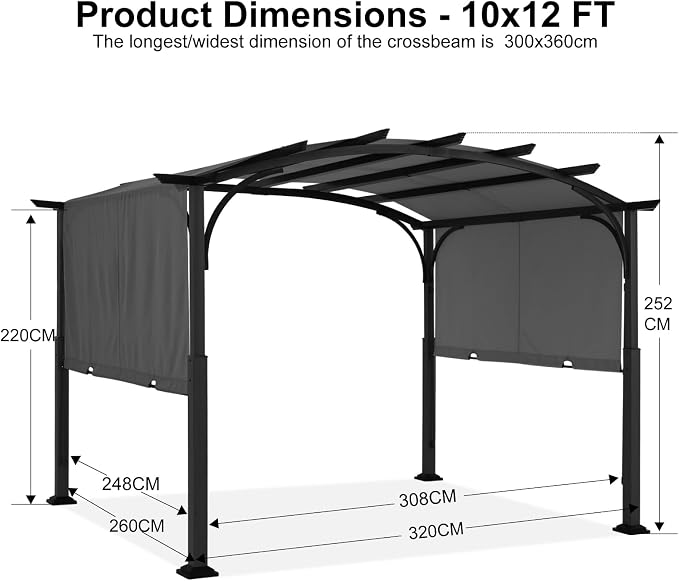 ABCCANOPY Arched Pergola 10'x12' - Image 2