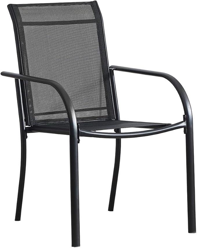 Stackable Patio Chairs Set of 2, Outdoor Dining Chairs - Image 5