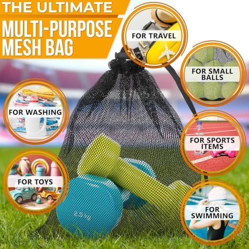 Jambala Mesh Drawstring Bags 5 Pcs, Nylon Net Sacks, 11.8 x 7.48 In - Image 6