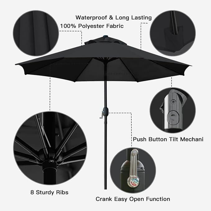 Sunnyglade 9' Patio Umbrella Outdoor Table Umbrella - Image 2