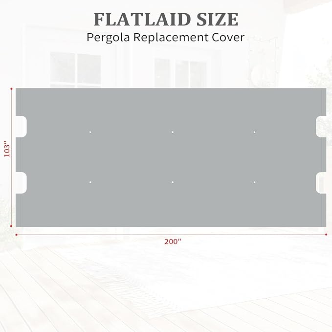 slashome 200" x 103" Pergola Replacement Canopy, Fits L-PG152PST-B, UV Resistant - Image 3
