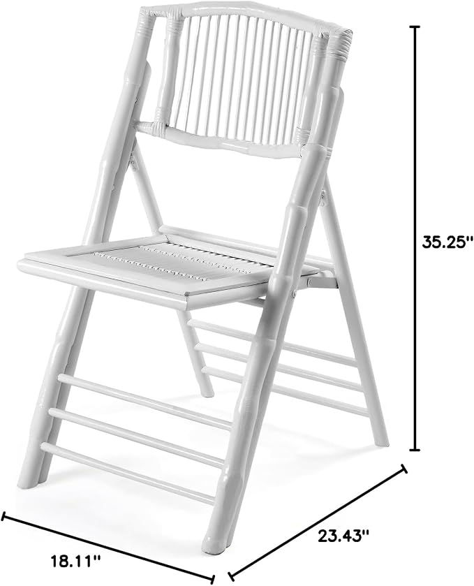 VINGLI Bamboo Folding Chair, Foldable Dining Wood Chairs Comfortable Seat - Image 3