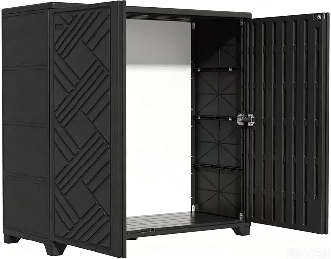 KINYING Outdoor Storage Cabinet Waterproof, 60 Gallon Resin Outdoor Storage Shed by KINYING