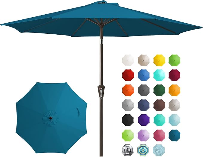 JEAREY 9FT Outdoor Patio Umbrella, Market Umbrella, Lake Blue | Outdoor Table by JEAREYOutdoorsCollection