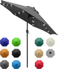 Sunnyglade 9' Solar LED Patio Umbrella, 8 Ribs, Tilt & Crank | 9Ft Patio by Sunnyglade
