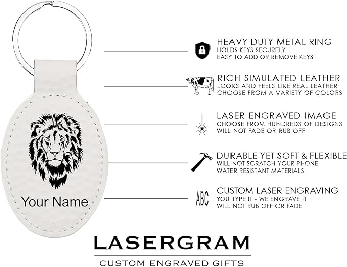 LaserGram Oval Keychain, Off Road Racer, Personalized Engraving Included (Golf White)