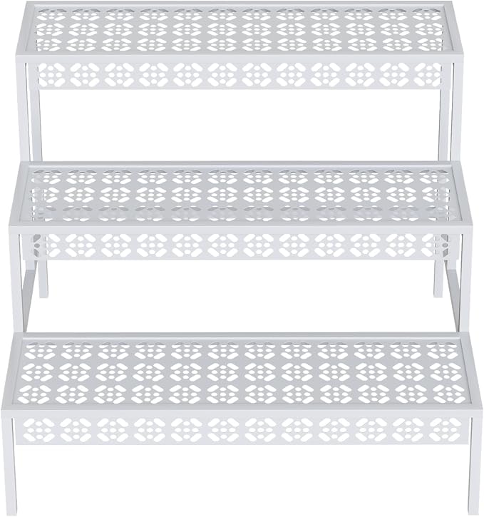 3-Tier Rectangular Metal Plant Stand, Ladder Flower Pot Rack | 3-tier stair by Garden4you