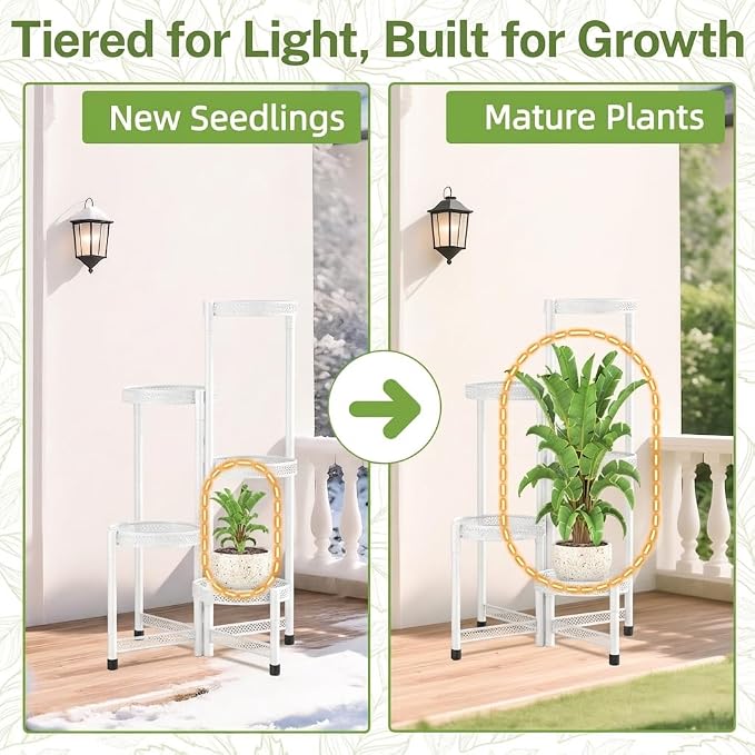 iDavosic.ly Plant Stand Indoor Outdoor, 5 Tier Iron Corner Shelf, Folding Multi - Image 7