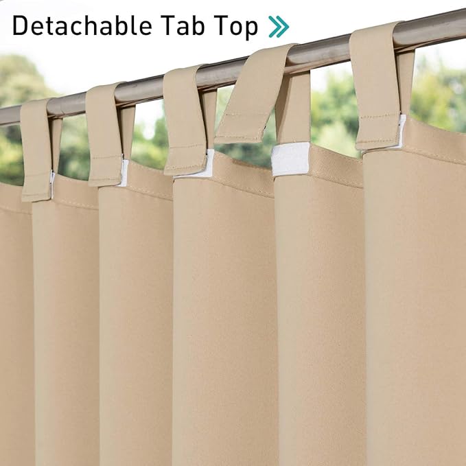 NICETOWN Outdoor Curtains for Patio Waterproof 84" L Detachable Top 2 PCs | - Image 6