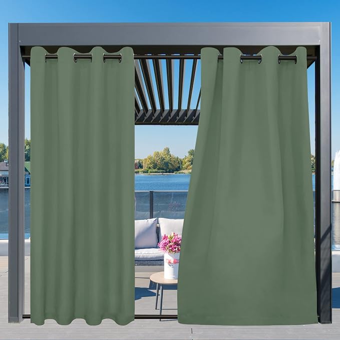 Easy-Going Outdoor Curtains for Patio 1 Panel, 54x96 inch, Sage Green | - Image 3