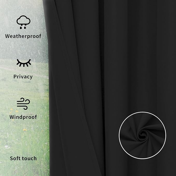Easy-Going Outdoor Curtains for Patio 1 Panel, 54x120 inch, Weatherproof - Image 6