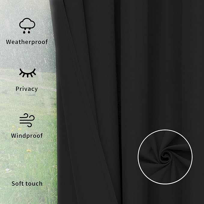 Easy-Going Outdoor Curtains for Patio 1 Panel, 150x96 inch, Weatherproof - Image 6