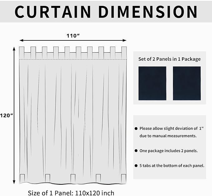 Easy-Going Outdoor Patio Curtains 2 Panels, 110x120 inch, Porch and Pergola - Image 6