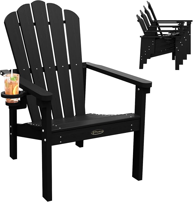 THOEOE Stackable Adirondack Chair, Plastic Outdoor Fire Pit Chairs | by THOEOE