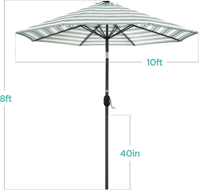 Best Choice Products 10ft Solar Polyester LED Lighted Patio Umbrella w/Tilt - Image 7