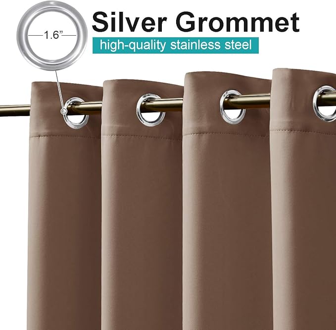 NICETOWN 2 Panels Patio Blackout Outdoor Curtains Waterproof, Thermal Insulated - Image 4