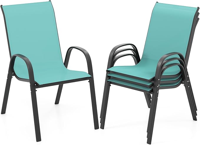 COSTWAY Patio Stackable Dining Chairs Set of 4 by COSTWAY
