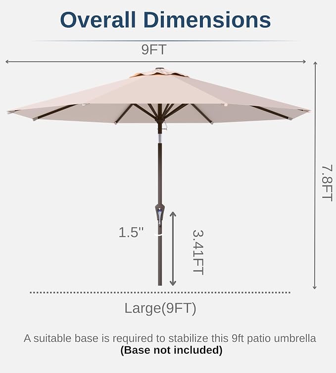 9FT Auto-Tilt Patio Umbrella|Outdoor Market Table Umbrella - Image 7